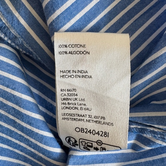 Anthropologie Pilcro Short Sleeve Midi Shirt Dress Blue White Stripe Size XS New - Picture 10 of 11